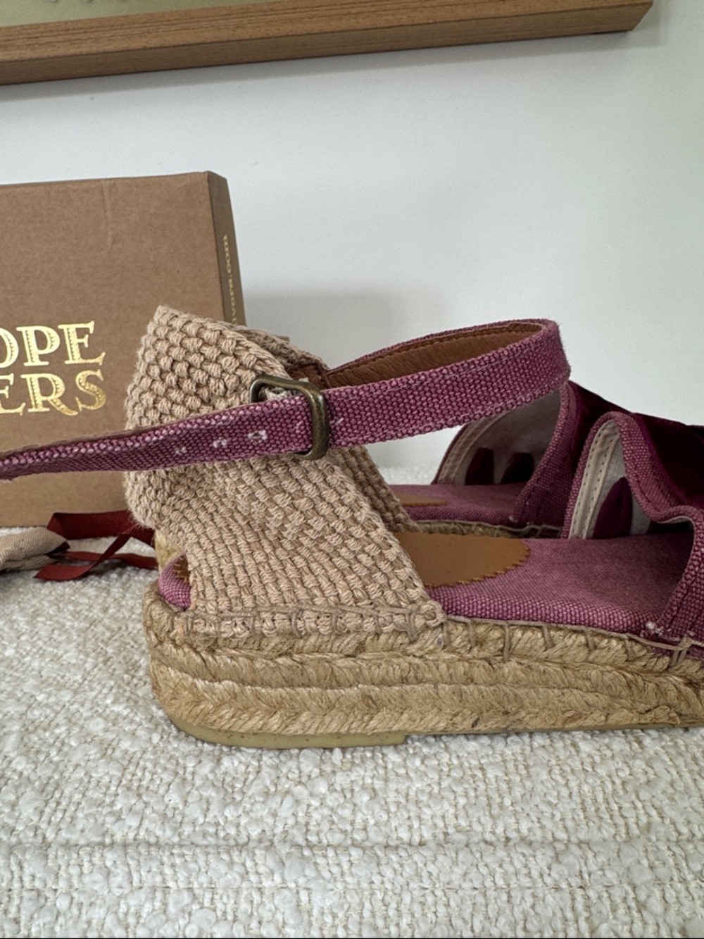 Penelope Chilvers Magenta Velvet-Trim Espadrille Sandal - Picture 4 of 7